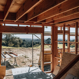 Interior of a house scaffolding in New Zealand